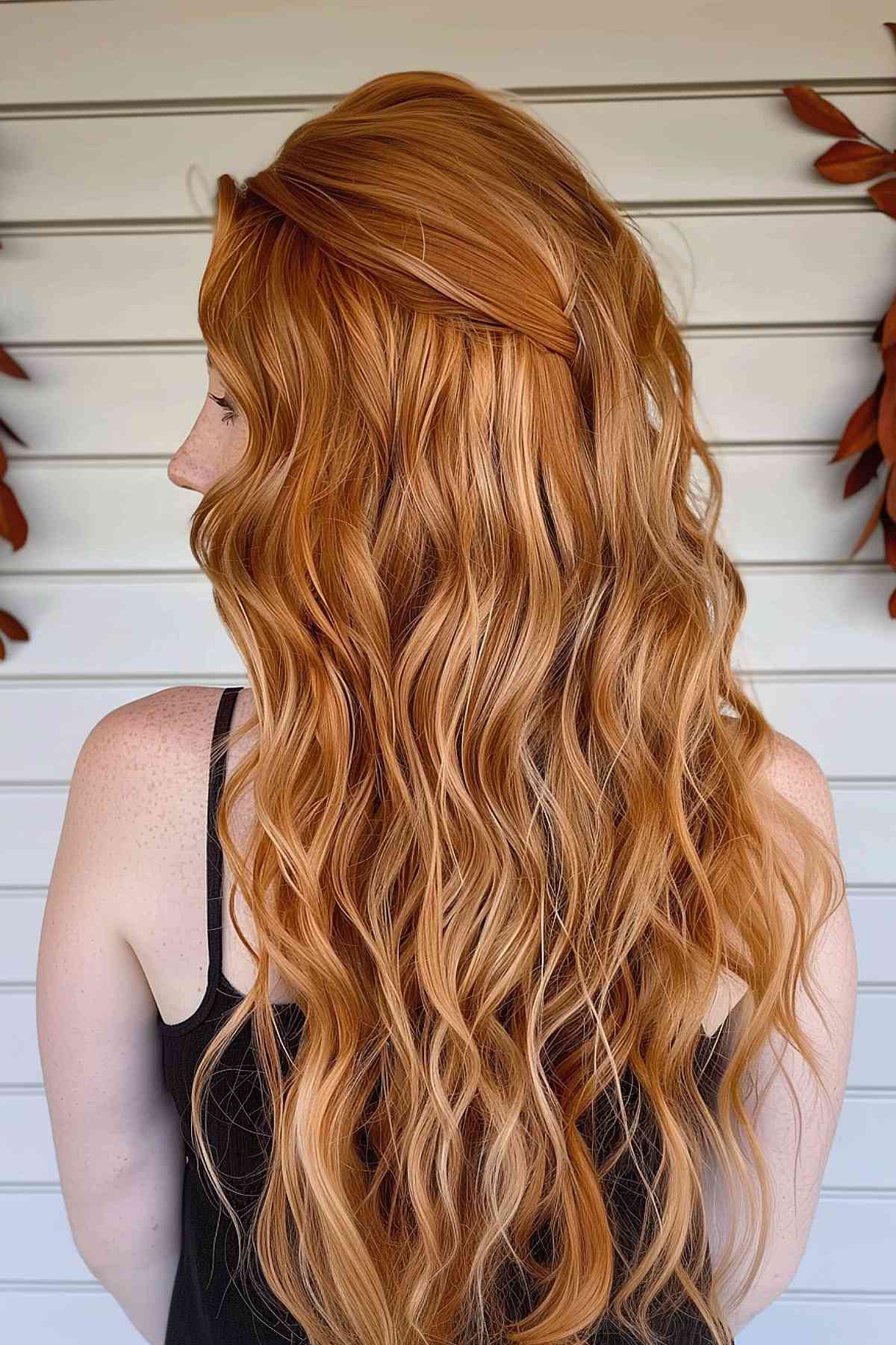 Long waves with a sunny ginger copper hue