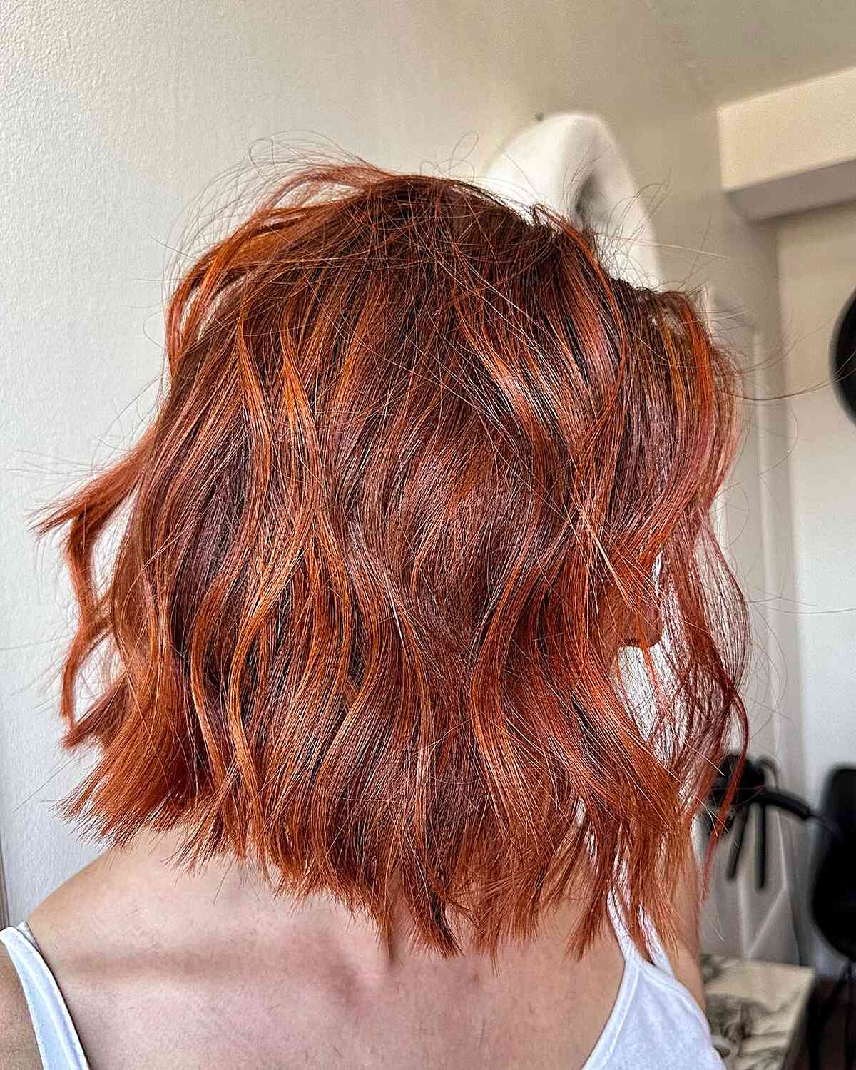 Dimensional copper Auburn for short hair