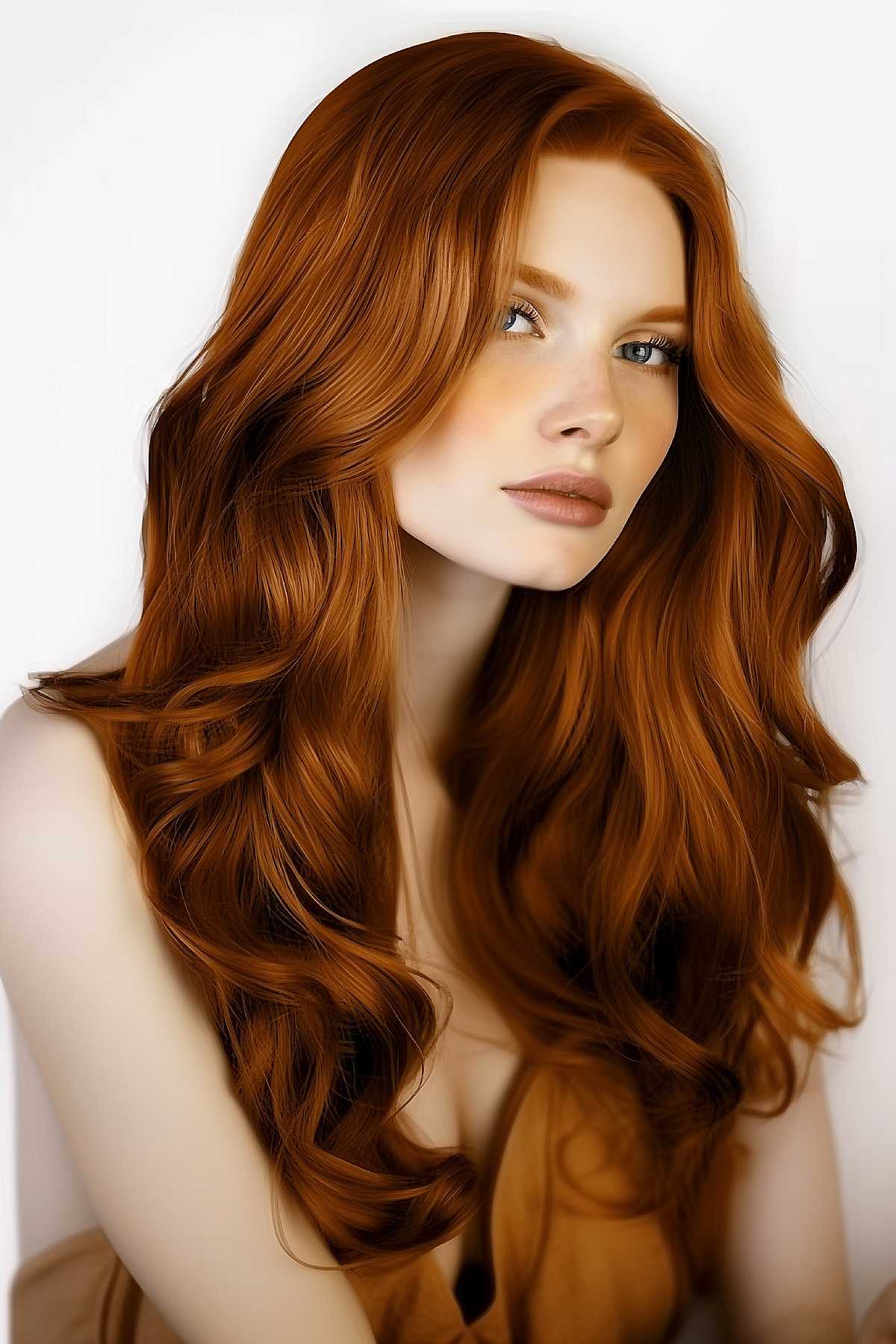 Smooth waves showing coppery tones of golden-brown ginger