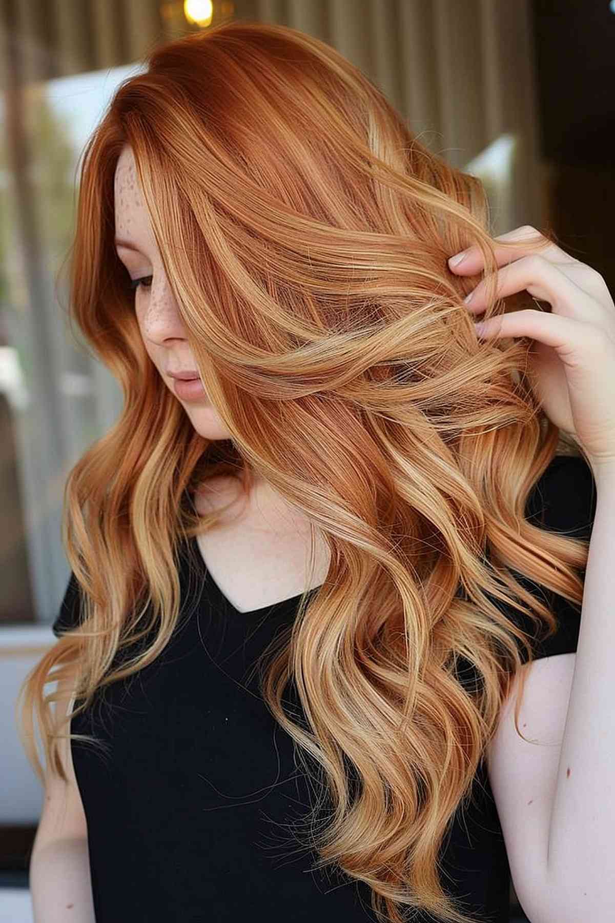 Soft waves in a blend of copper ginger and strawberry blond