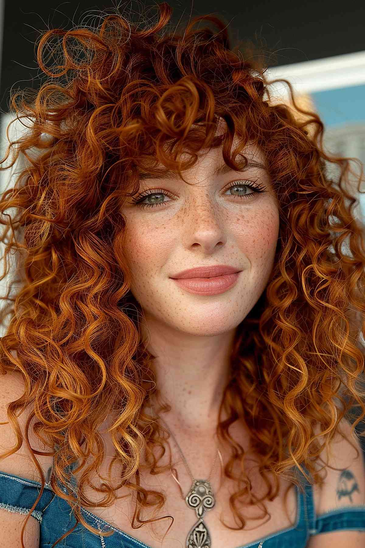 Vibrant curly hair with ginger and copper