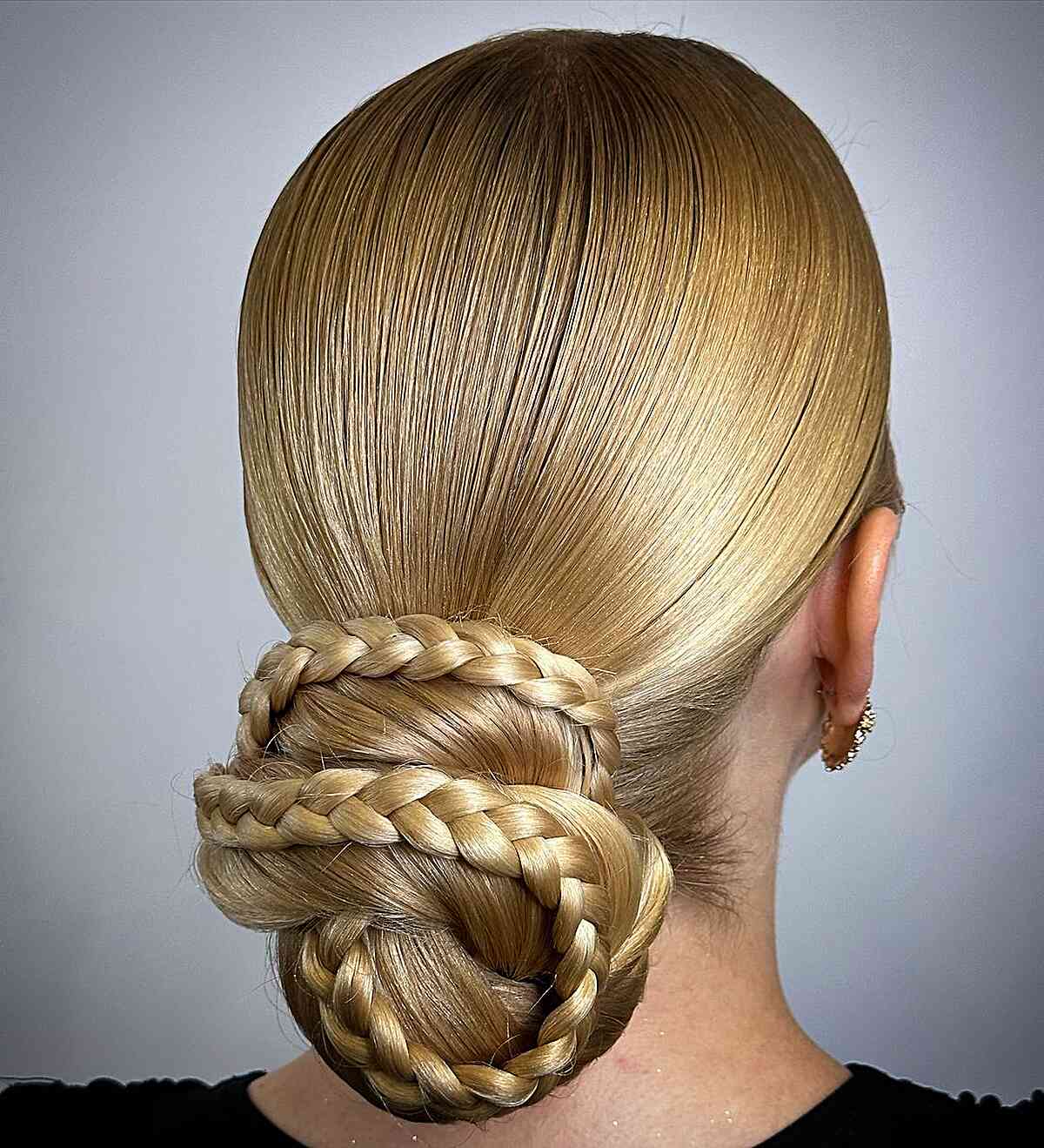 Elegant gala low bun with braid